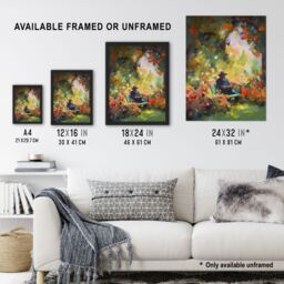 "Artery8 The English Country Garden Summer Relaxation Paining Flowers Trees Art Print Framed Poster Wall Decor 12x16 inch in Black - Size: W12"" x H16""" - thumbnail 3