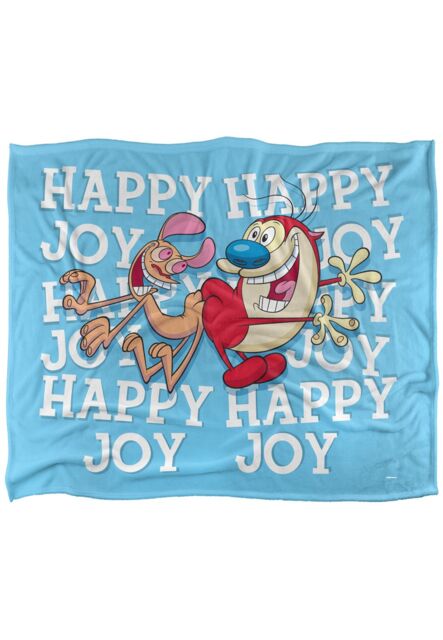 Ren & Stimpy Happy Happy Joy Joy Silky Touch Super Soft Throw Blanket 152 X 127 cm in White - image 1