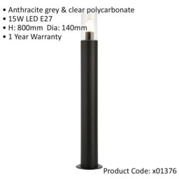 Loops 2 PACK Outdoor Bollard Post Light - 15W E27 LED - 800mm Height - Stainless Steel in Metallics - thumbnail 2