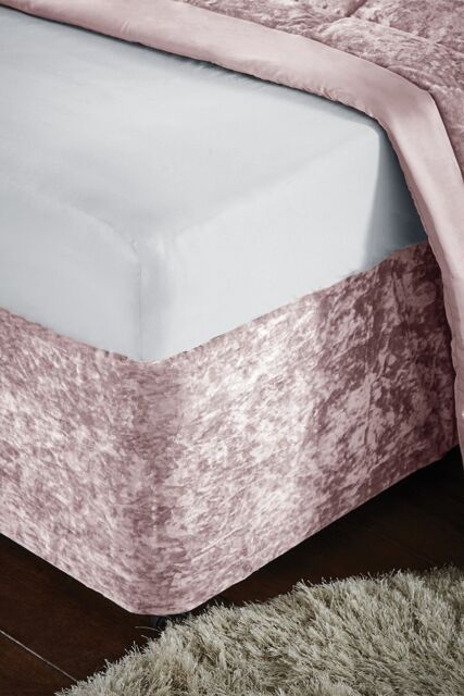 Catherine Lansfield 'Crushed Velvet' Divan Base Wrap in Pink - Size: Double - image 1