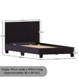 HD Designs Lisbon Single Faux Leather Bed Frame UKFR Fabric Storage in Brown - thumbnail 2