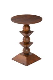 MH London Round Solid Mango Wood Side Table, Bedside End Table for Living Room & Bedroom - Gino in Walnut - thumbnail 2