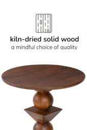 MH London Round Solid Mango Wood Side Table, Bedside End Table for Living Room & Bedroom - Gino in Walnut - thumbnail 5
