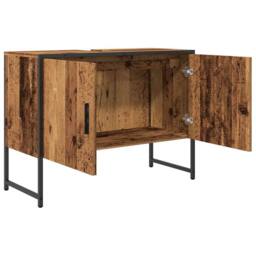 Berkfield Home Comfortable Bathroom Sink Cabinet Old Wood 80x33x60 cm Engineered Wood in Brown - Size: 80 x 33 x 60 cm - thumbnail 5