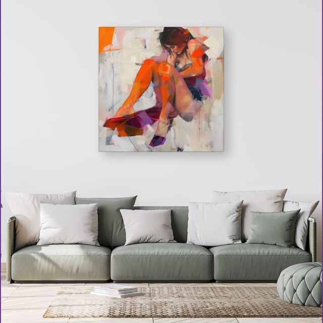 Warren Reed - Designer Poised In Reflection Canvas - Size: w40 inch x h40 inch - image 1