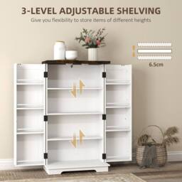 Wyld Haus Roka White Farmhouse Multi Storage Kitchen Cabinet - thumbnail 6