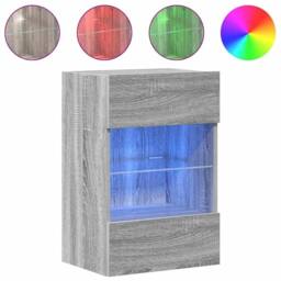 Berkfield Home TV Wall Cabinets with LED Lights 2 pcs Grey Sonoma 40x30x60.5 cm - thumbnail 5
