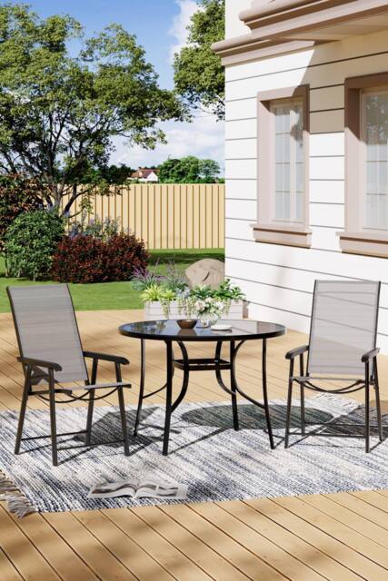 Living and Home 3Pcs Outdoor Garden Dining Bistro Set in Black - image 1
