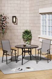 Living and Home 3Pcs Outdoor Garden Dining Bistro Set in Black - thumbnail 2