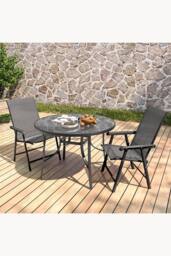 Living and Home 3Pcs Outdoor Garden Dining Bistro Set in Black - thumbnail 3