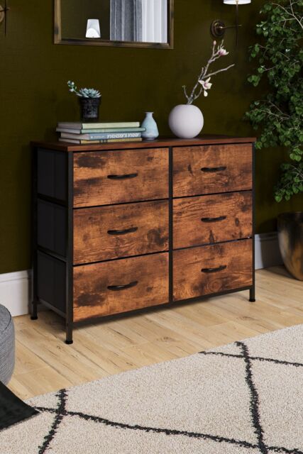 Home Discount Vida Designs Chorley 6 Drawer Chest Of Drawers UKFR Fabric Storage in Brown - image 1