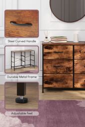 Home Discount Vida Designs Chorley 6 Drawer Chest Of Drawers UKFR Fabric Storage in Brown - thumbnail 4