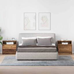 Berkfield Home Durable Bedside Cabinets with Drawer 2 pcs Old Wood 51x31x47 cm in Brown - Size: 51 x 31 x 47 cm - thumbnail 1