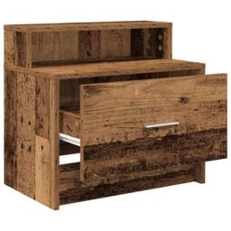 Berkfield Home Durable Bedside Cabinets with Drawer 2 pcs Old Wood 51x31x47 cm in Brown - Size: 51 x 31 x 47 cm - thumbnail 5
