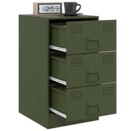 Berkfield Home Bedside Cabinets 2 pcs Olive Green 34.5x39x62 cm Steel - thumbnail 4