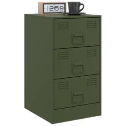 Berkfield Home Bedside Cabinets 2 pcs Olive Green 34.5x39x62 cm Steel - thumbnail 3