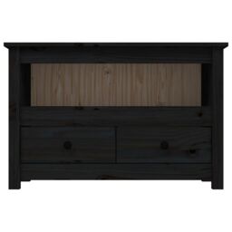 Berkfield Home TV Cabinet Black 79x35x52 cm Solid Wood Pine - Size: 79 x 35 x 52 cm - thumbnail 6