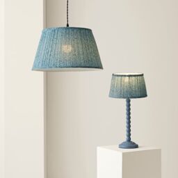 ValueLights Alba Pleated Tapered Leaf Easy Fit Ceiling Pendant Light Lamp Shade in Blue - Size: Large - thumbnail 7