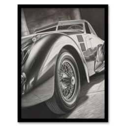 Artery8 Hyper Realism Pencil Drawing Sports Car Graphic Gift For Him Artwork Framed Wall Art Print A4 in Black - thumbnail 1
