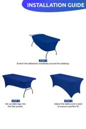 Neel Blue 6FT Rectangle Patio Tablecloth Elastic Spandex Table Cover in Blue - thumbnail 4