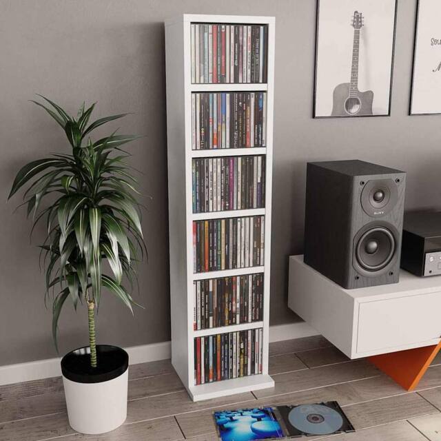 Berkfield Home CD Cabinet White 21x20x88 cm Engineered Wood - Size: 21 x 20 x 88 cm - image 1