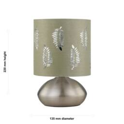 First Choice Lighting Set of 2 Jenson - Brushed Chrome Touch Table Lamps Sage Fern Shade in Silver - thumbnail 6