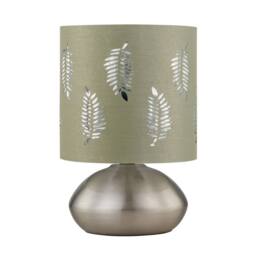 First Choice Lighting Set of 2 Jenson - Brushed Chrome Touch Table Lamps Sage Fern Shade in Silver - thumbnail 2