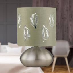 First Choice Lighting Set of 2 Jenson - Brushed Chrome Touch Table Lamps Sage Fern Shade in Silver - thumbnail 4