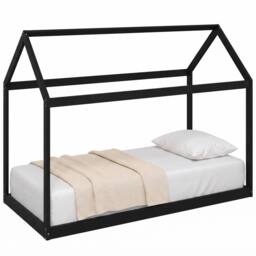 HOMCOM Single Bed Frame for 90Wx190D cm Mattress, Pine Wood Frame, BlacK - thumbnail 1