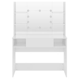 Berkfield Home Makeup Table with LED Lights 100x40x135 cm MDF Shining White - Size: 100 x 40 x 135 cm - thumbnail 3