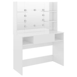 Berkfield Home Makeup Table with LED Lights 100x40x135 cm MDF Shining White - Size: 100 x 40 x 135 cm - thumbnail 5