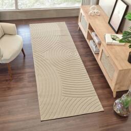 Livabliss Le Mans-Modern Beige Grey White 3D High & Low Pile Textured In- & Outdoor Rug - Size: 80 cm x 230 cm - thumbnail 6