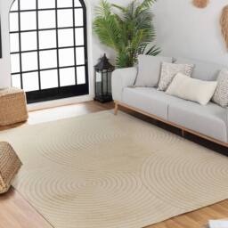 Livabliss Le Mans-Modern Beige Grey White 3D High & Low Pile Textured In- & Outdoor Rug - Size: 80 cm x 230 cm - thumbnail 1