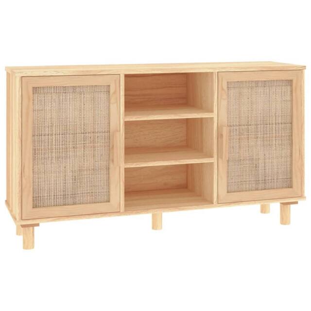 Berkfield Home Sideboard Brown 105x30x60 cm Solid Wood Pine & Natural Rattan - Size: 105 x 30 x 60 cm - image 1