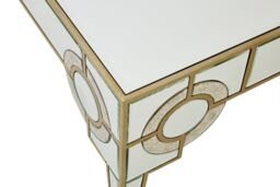 Orsina Art Deco Coffee Table, Antique Finished Accent Table, Mirrored Top Center Table, Decorative Livingroom Table in Gold - thumbnail 5