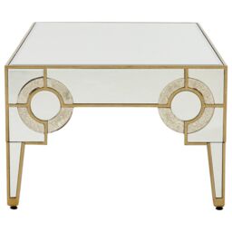 Orsina Art Deco Coffee Table, Antique Finished Accent Table, Mirrored Top Center Table, Decorative Livingroom Table in Gold - thumbnail 3