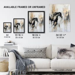 "Artery8 Wild Horse Fantasy Black Gold Bright Oil Painting Wall Art Print in Grey - Size: W24"" x H32""" - thumbnail 3