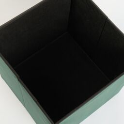 OHS Folding Ottoman Storage Box Footstool Tub Space Saving Velvet Seat in Dark Green - thumbnail 6