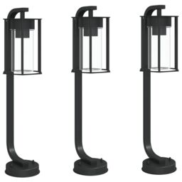 Berkfield Home Outdoor Floor Lamps 3pcs Black 60 cm Stainless Steel - thumbnail 2