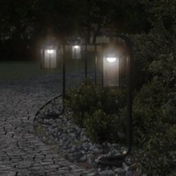 Berkfield Home Outdoor Floor Lamps 3pcs Black 60 cm Stainless Steel