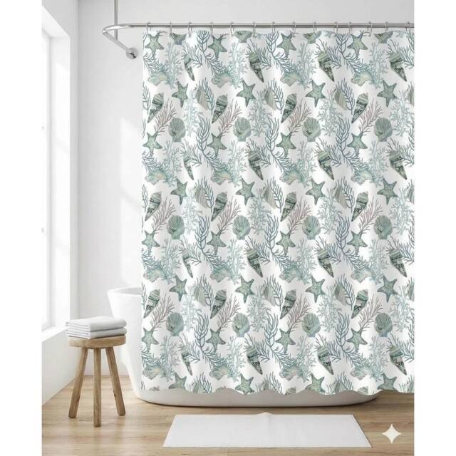 NESTLUNE SHOWER CURTAIN 100% POLYESTER FABRIC MODERN - image 1