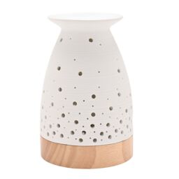 Hestia Ribbed Aroma Lamp in White - thumbnail 3