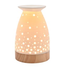 Hestia Ribbed Aroma Lamp in White - thumbnail 2