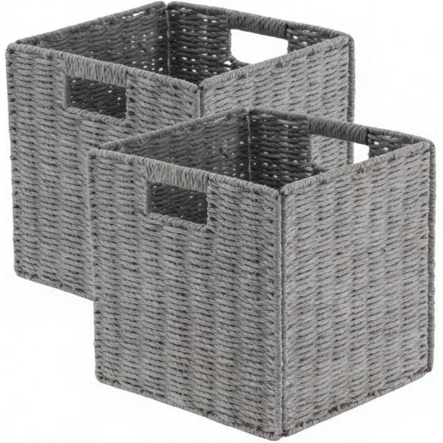 KORVIXA Grey 2-Pack Faux Wicker Storage Baskets - image 1
