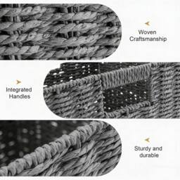 KORVIXA Grey 2-Pack Faux Wicker Storage Baskets - thumbnail 3