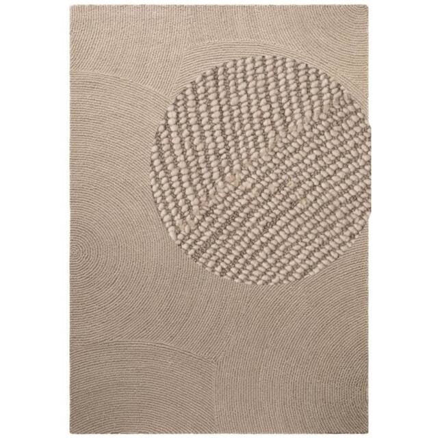 THE RUGS Eleni Wool Rug Hand Tufted Wool Geometric Area Rug Scandinavian Style in Beige - Size: 160 cm x 230 cm - image 1