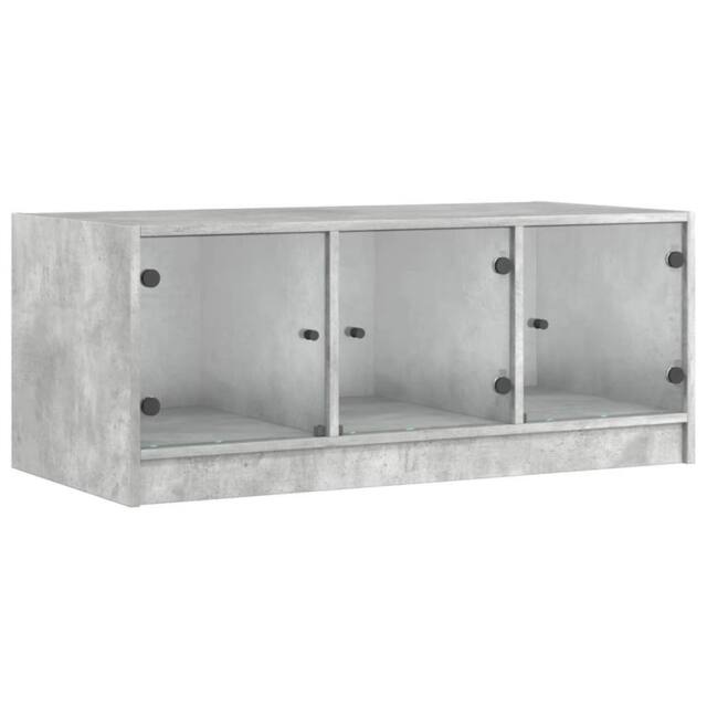 Berkfield Home Coffee Table with Glass Doors Concrete Grey 102x50x42 cm - Size: 102 x 50 x 42 cm - image 1