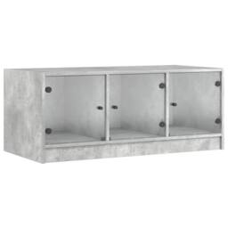 Berkfield Home Coffee Table with Glass Doors Concrete Grey 102x50x42 cm - Size: 102 x 50 x 42 cm - thumbnail 1