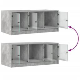 Berkfield Home Coffee Table with Glass Doors Concrete Grey 102x50x42 cm - Size: 102 x 50 x 42 cm - thumbnail 9