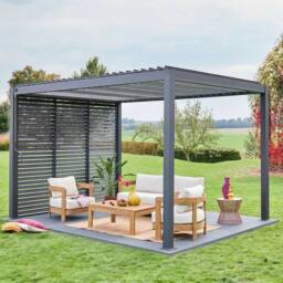 sweeek Louvered Pergola Aluminium 4 X 3m & 3 100cm Louver Panels in Grey - thumbnail 4